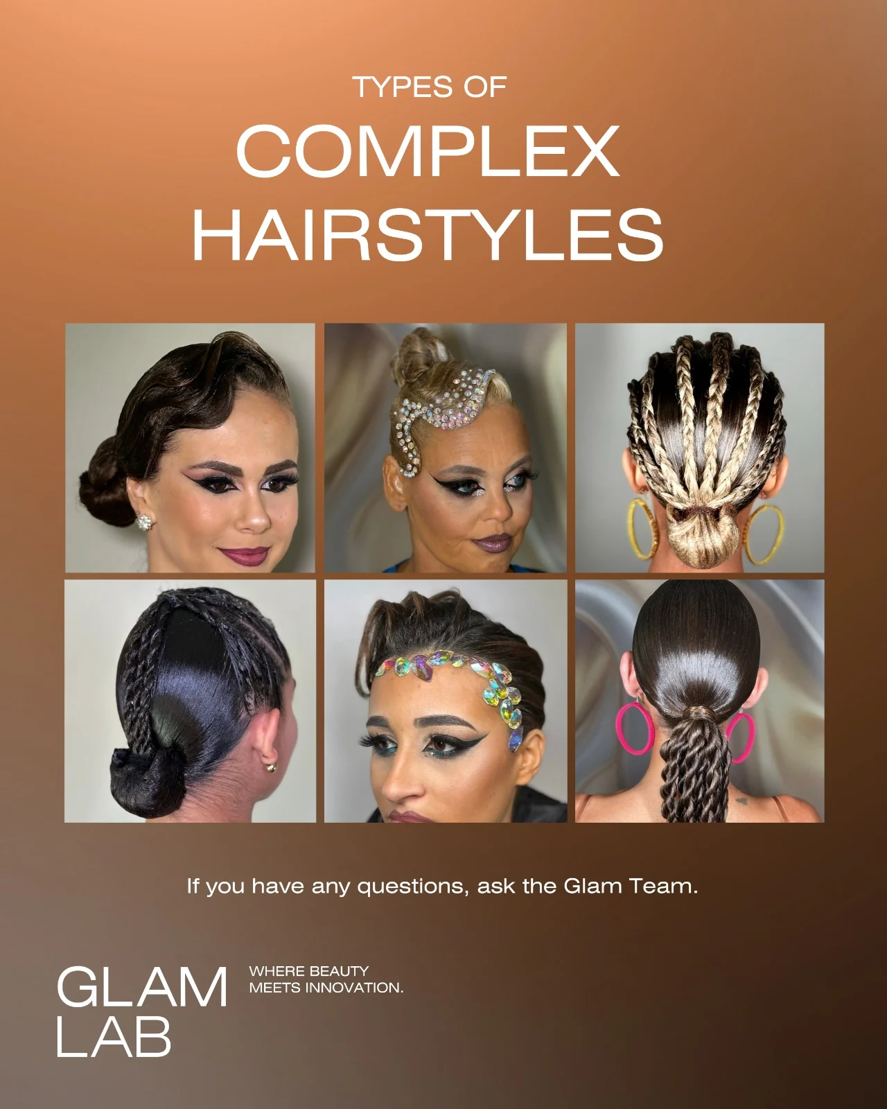 Exemplos de penteados complexos Glam Lab